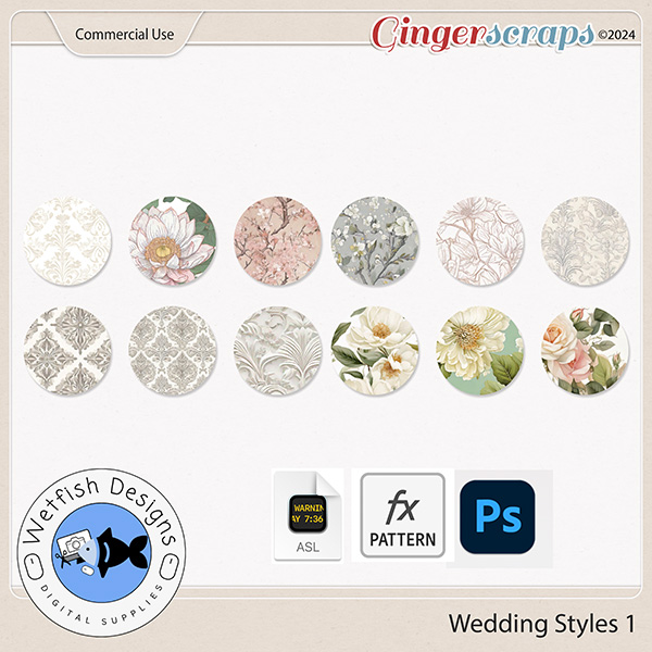 CU Wedding Layer Styles & Patterns by Wetfish Designs  