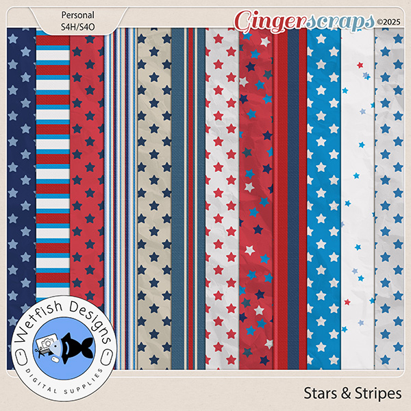 Stars and Stripes Papers 1 by Wetfish Designs  