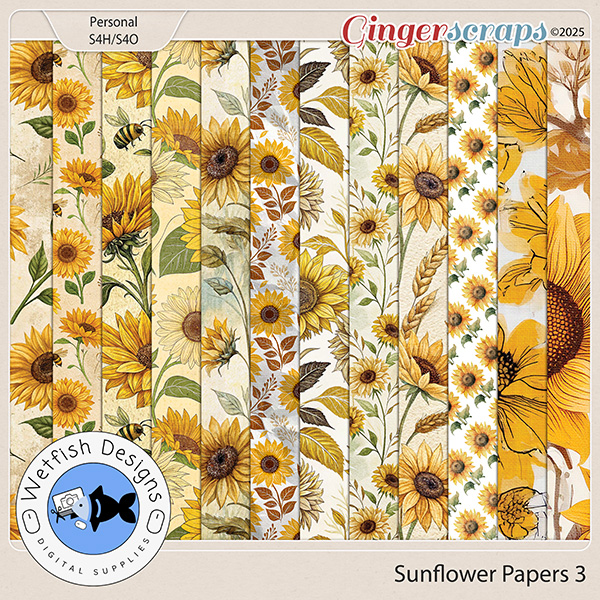Sunflower Papers 3 by Wetfish Designs  