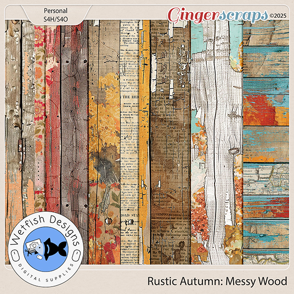 Rustic Autumn Messy Wood Papers by Wetfish Designs 