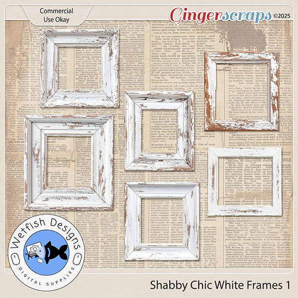 CU Shabby Chic White Frames 1 by Wetfish Designs