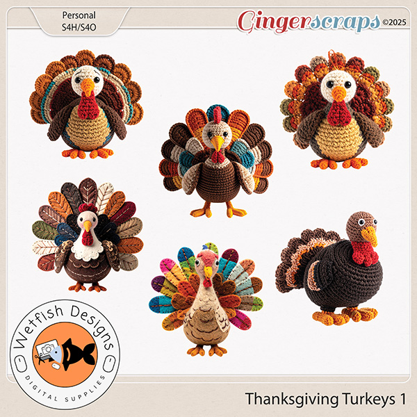 Thanksgiving Turkeys 1 by Wetfish Designs