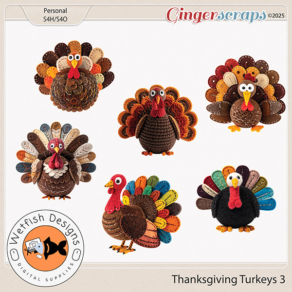 Thanksgiving Turkeys 3 by Wetfish Designs 