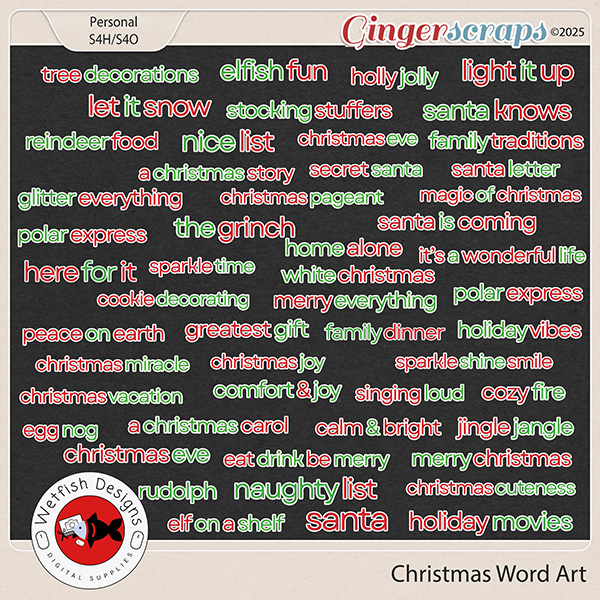 Christmas Word Art by Wetfish Designs