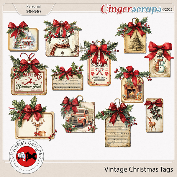 Vintage Christmas Tags by Wetfish Designs 
