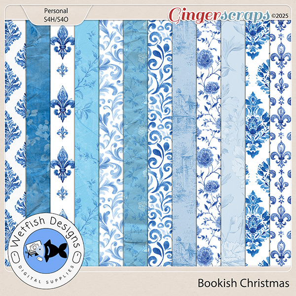 Bookish Christmas Paper Pack by Wetfish Designs