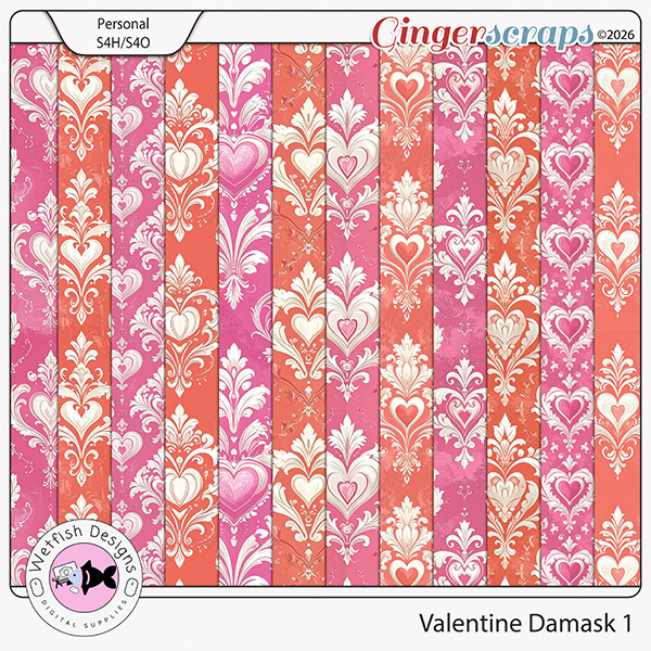 Valentine Damask 1 by Wetfish Designs 