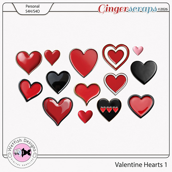 Valentine Hearts 1 by Wetfish Designs  