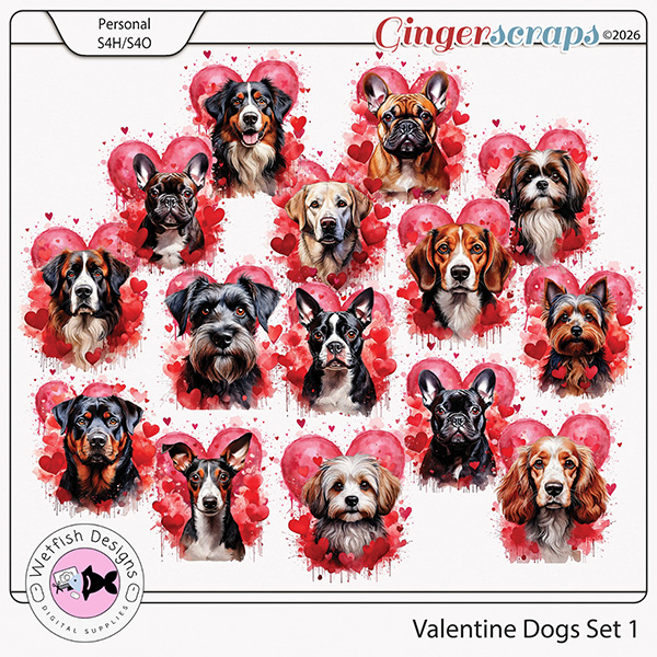 Valentine Dogs 1 by Wetfish Designs