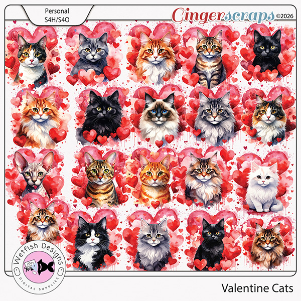 Valentine Cats by Wetfish Designs