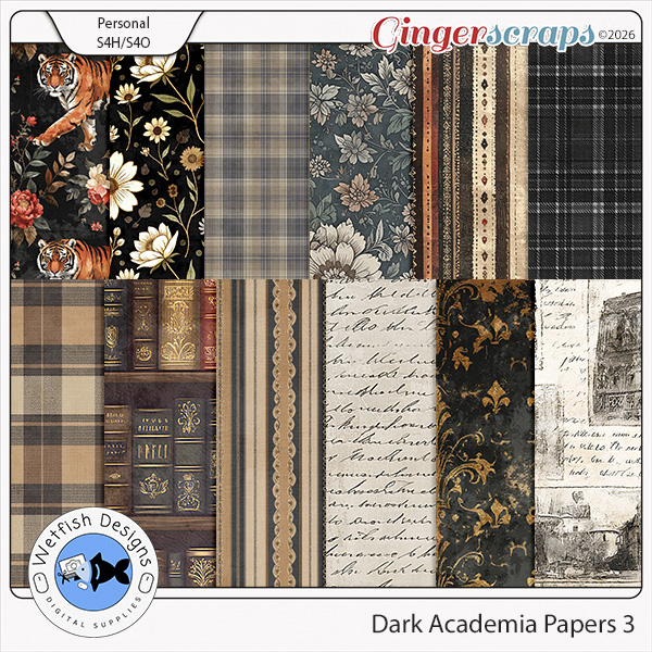 Dark Academia Papers 2 by Wetfish Designs 