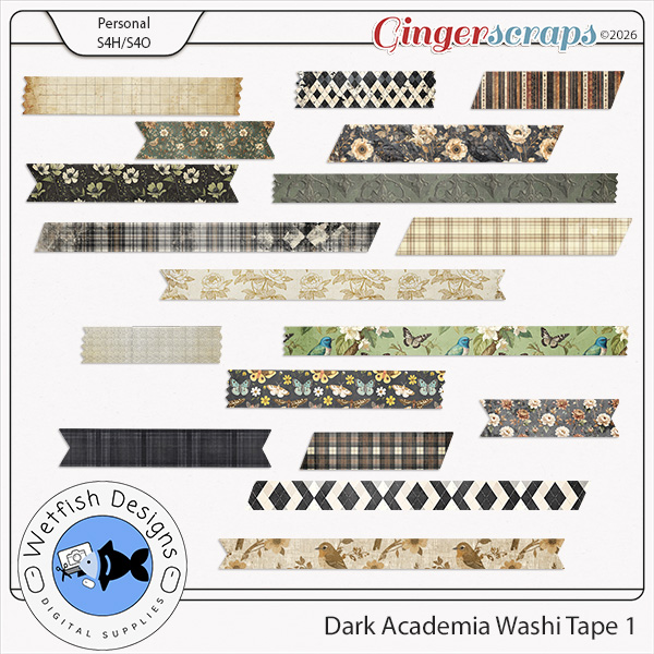 Dark Academia Washi Tape 1 by Wetfish Designs