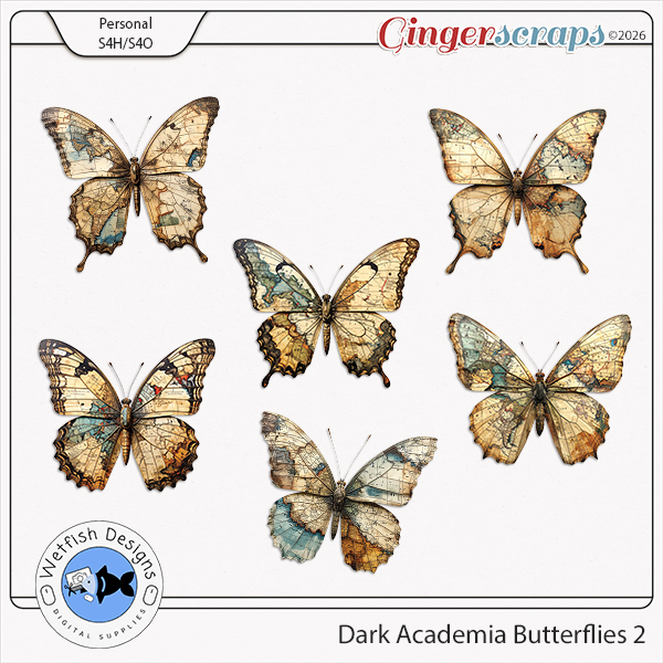 Dark Academia Butterflies 2 by Wetfish Designs  