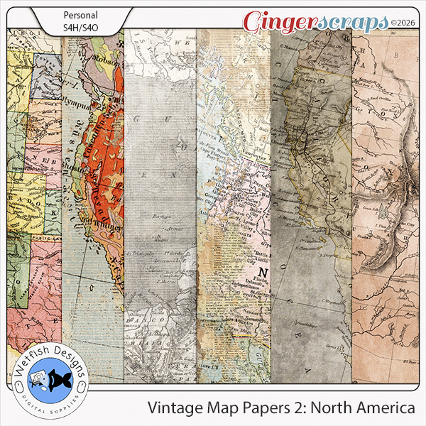 Vintage Map Papers 2 by Wetfish Designs 