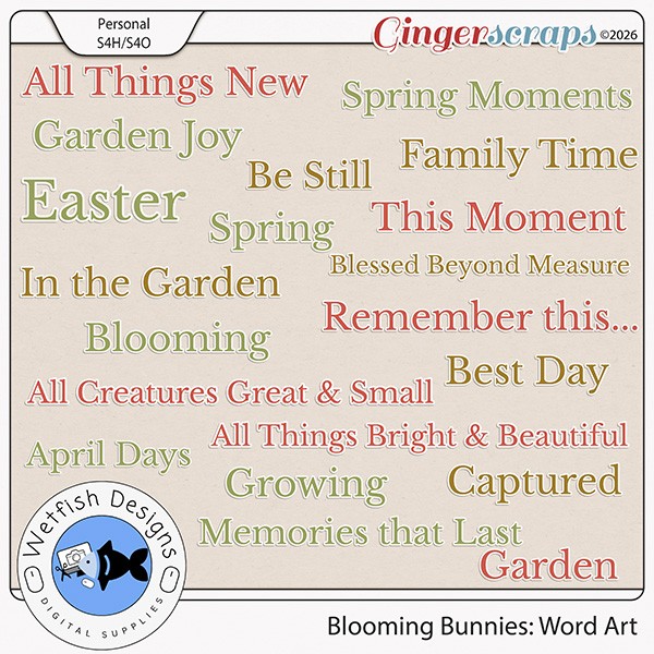 Blossoming Bunnies Word Art by Wetfish Designs 