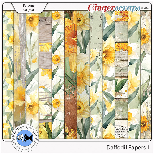 Daffodils Papers 1 by Wetfish Designs 