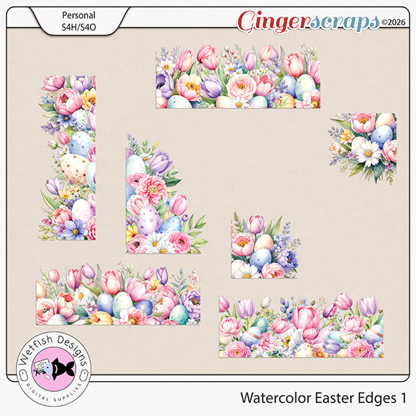 Watercolor Easter Edges 1 by Wetfish Designs