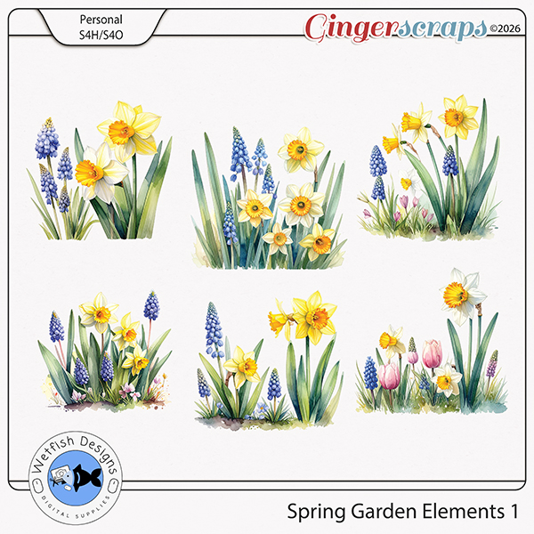 Spring Garden Elements 1 by Wetfish Designs  