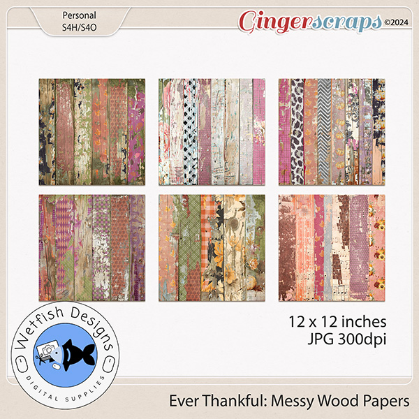 Ever Thankful Messy Wood Papers by Wetfish Designs 