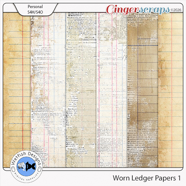 Worn Ledger Papers 1 by Wetfish Designs