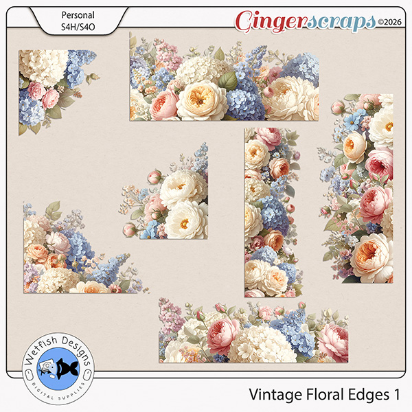 Vintage Floral Edges 1 by Wetfish Designs