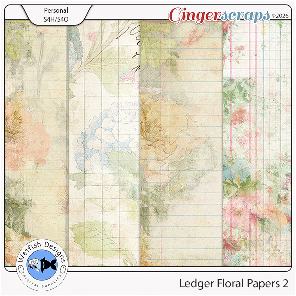 Ledger Floral Papers 2 by Wetfish Designs 