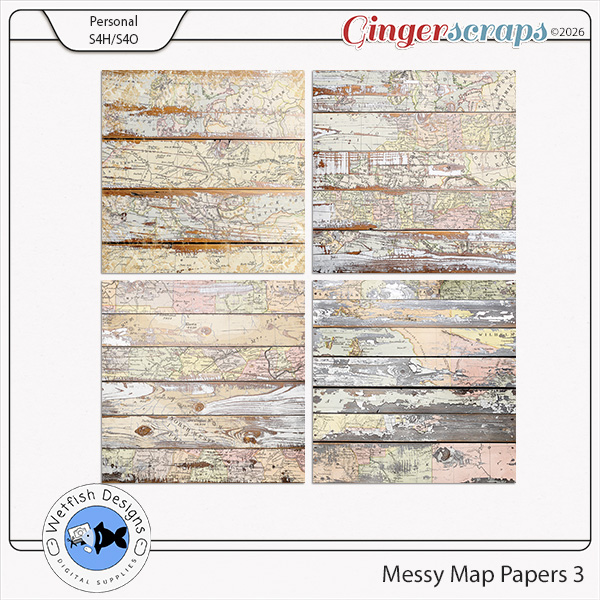 Messy Map Papers 3 by Wetfish Designs