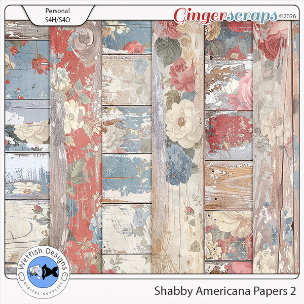 Shabby Americana Papers 2 by Wetfish Designs