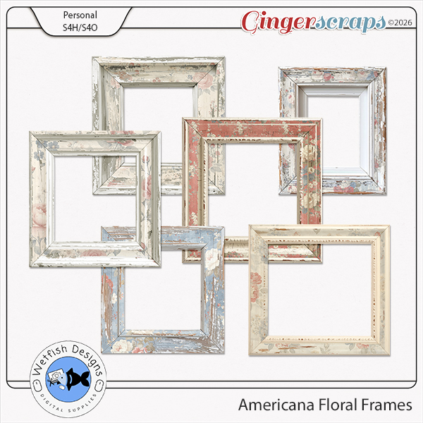 Americana Floral Frames by Wetfish Designs