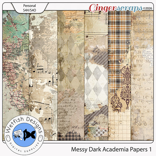 Messy Dark Academia Papers 1 by Wetfish Designs