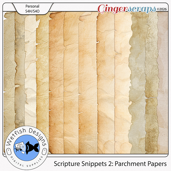 Scripture Snippets 2 Parchment Papers by Wetfish Designs  