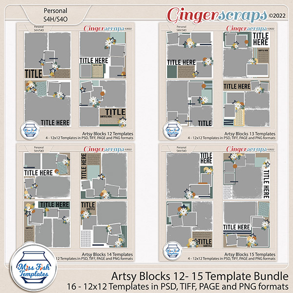 Artsy Blocks 12-15 Template Bundle by Miss Fish