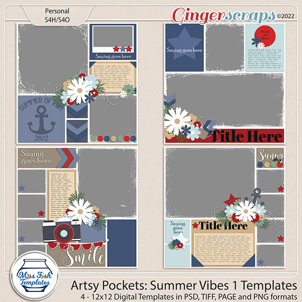 Artsy Pockets - Summer Vibes 1 Templates by Miss Fish