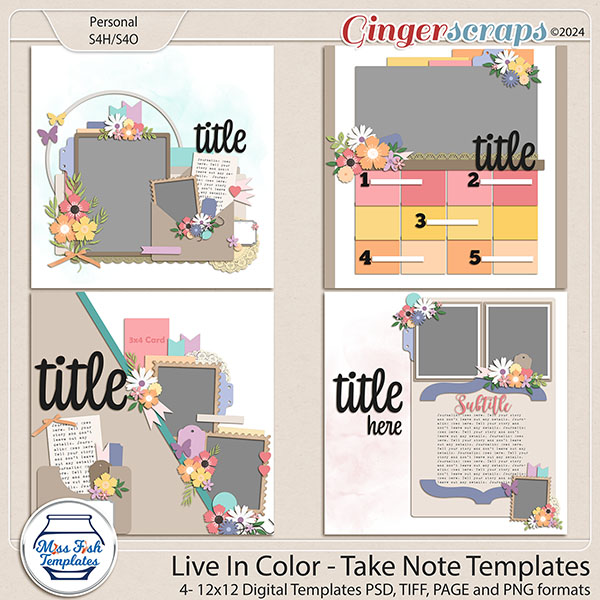 Live in Color - Take Note Templates by Miss Fish
