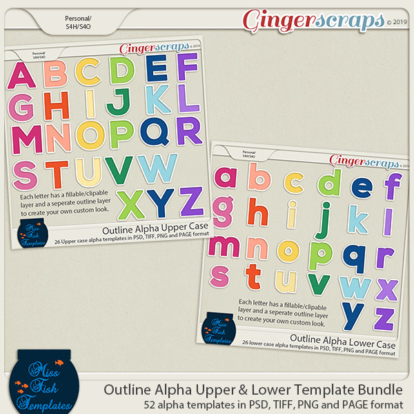 Outline Alpha Upper & Lower Case Bundle by Miss Fish