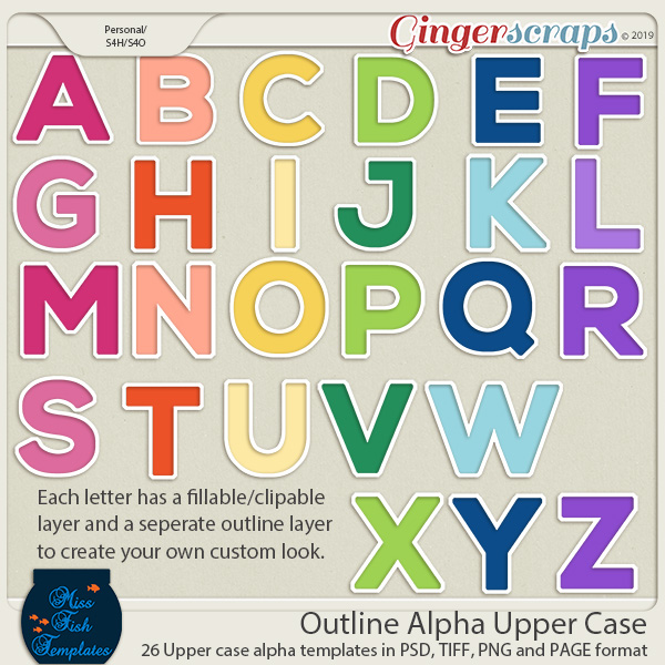 Outline Alpha Upper Templates by Miss Fish