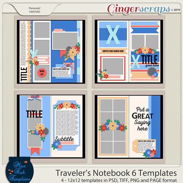 Travelers Notebook 6 Templates by Miss Fish 
