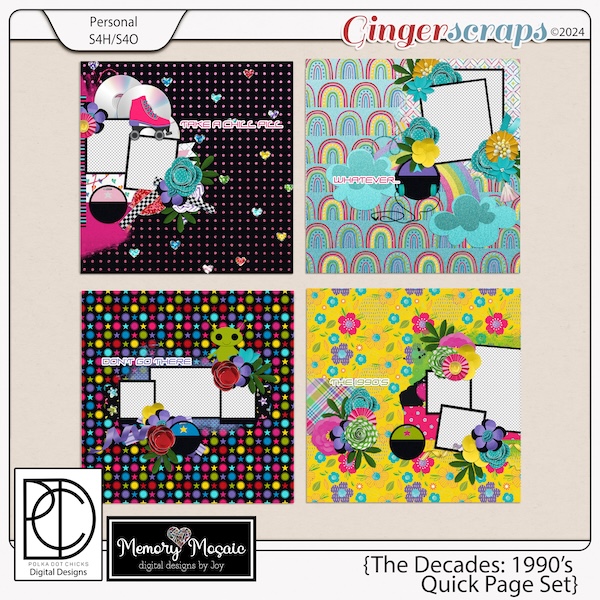The Decades: 1990's Quick Page Set by Memory Mosaic & Polka Dot Chicks