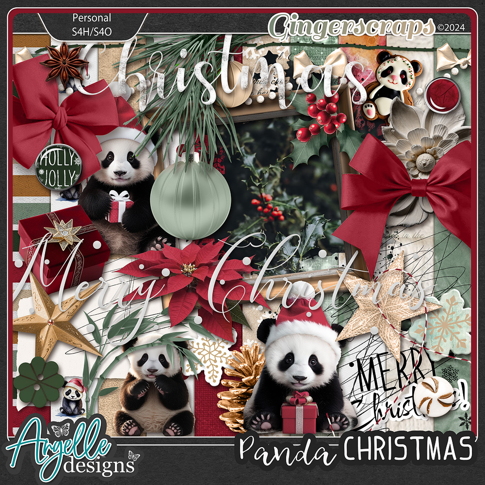 Panda Christmas. Mini kit by Angelle Designs