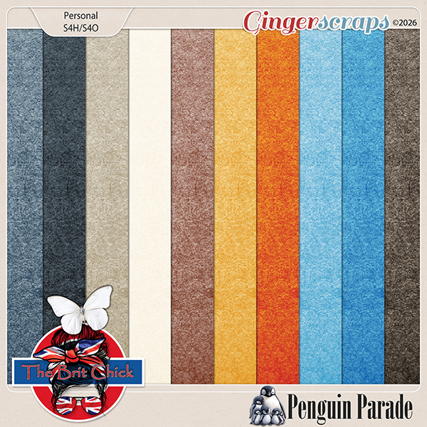 Penguin Parade Solid Papers By The Brit Chick