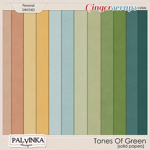 Tones Of Green Solid Papers by Palvinka Designs