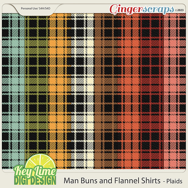 Man Buns and Flannel Shirts Plaid Papers by Key Lime Digi Design
