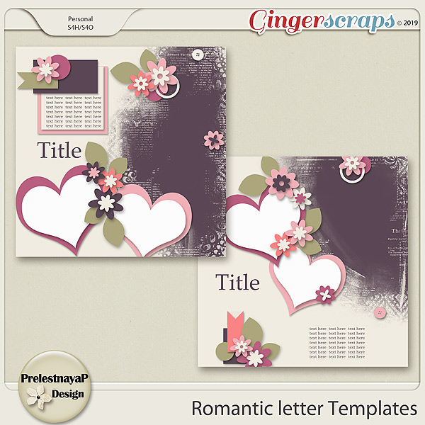 GingerScraps Templates Romantic Letter Templates