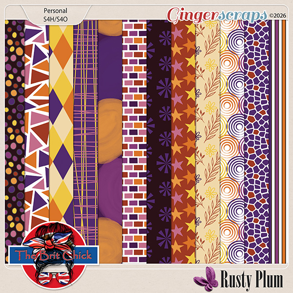 Rusty Plum Patterned Papers By The Brit Chick