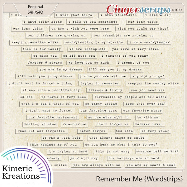 Remember Me Word Strips by Kimeric Kreations  