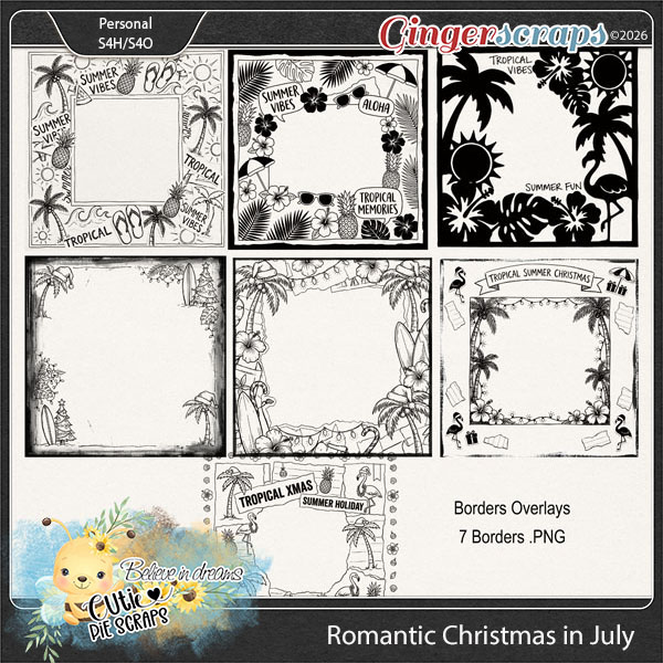Romantic Christmas In July Borders Overlays
