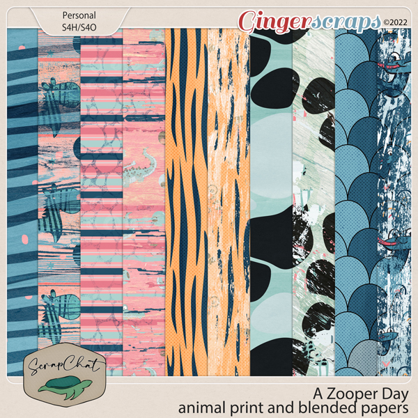 A Zooper Day Animal Print and Blended Papers by ScrapChat Designs