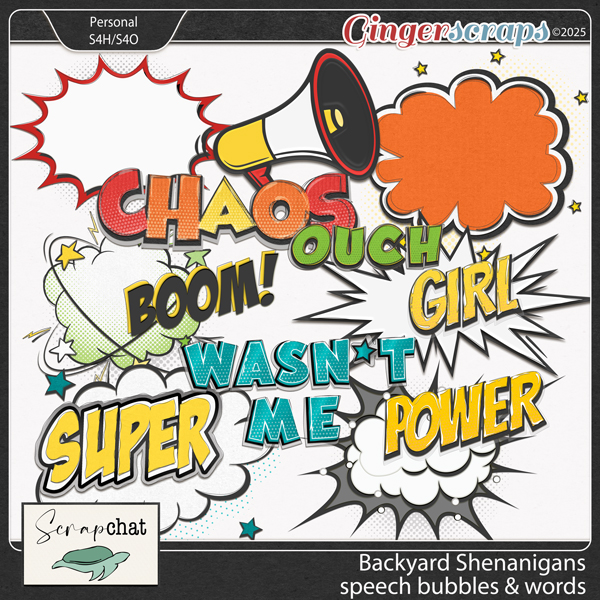 Backyard Shenanigans Speech Bubbles and Words by ScrapChat Designs