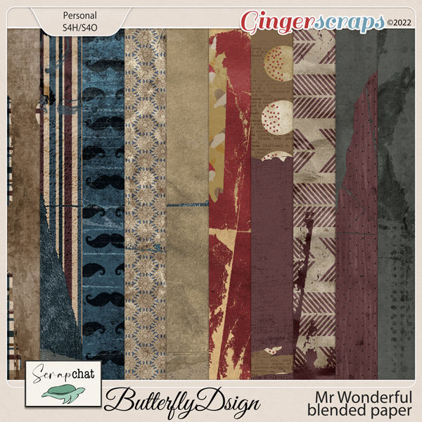 Mr Wonderful Blended Papers by ScrapChat Designs and Butterfly Dsign