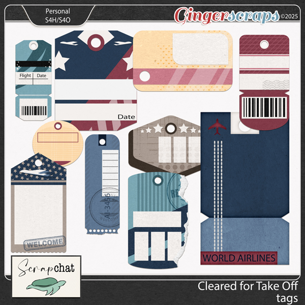 Cleared for Take off Tags by ScrapChat Designs